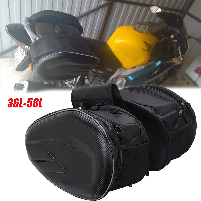 

2PCS Universal fit Motorcycle Pannier Bags Luggage Saddle Helmet Bags Side Storage Fork Travel Pouch Box, 36L-58L