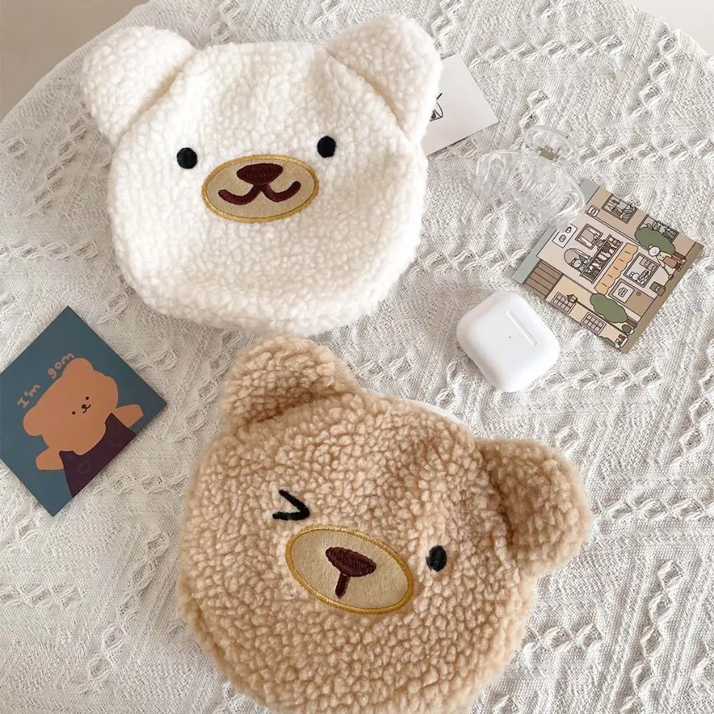 Bear Plush Cosmetic Bag Lamb Stationery Bag Lamb Wool Toiletries Bag Lager Capacity Zipper Cartoon Design Makeup Bags Student