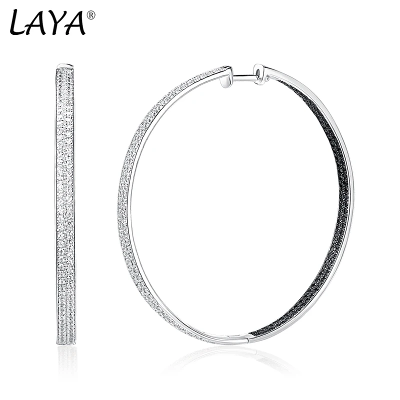 LAYA Hinged Hoop Creole Black Pave Earrings Bohemian Glam Fashion Trend 925 Sterling Silver Original Modern Jewelry For Women