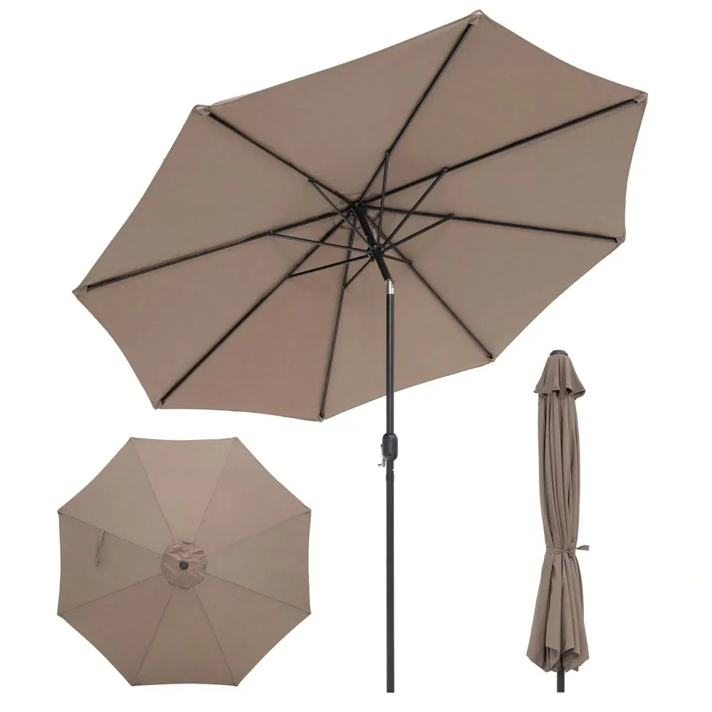 

10 FT Patio Umbrella Patio Market Steel Tilt W Crank Outdoor Yard Garden