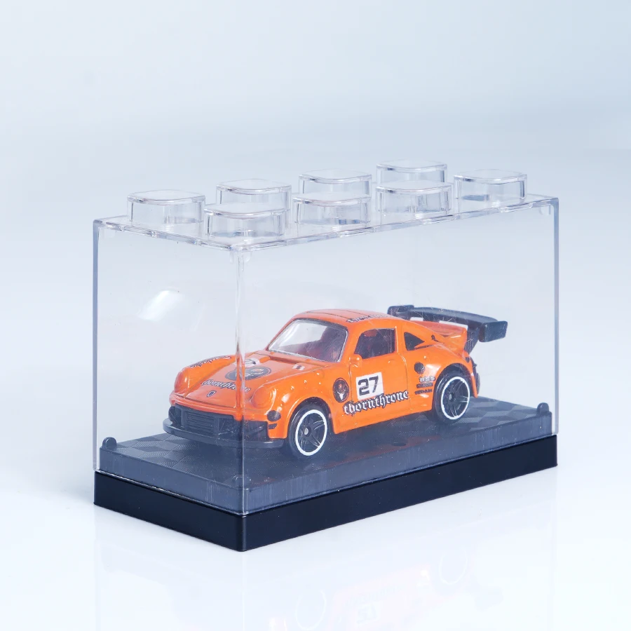 نموذج سيارة سباق مطبوع من خليط معدني برتقالي مقاس 1:64، لعبة للأولاد، هدية للهالوين/الكريسماس، لعبة مدمجة بأطراف الأصابع/لعبة تخفيف الضغط/المنزل