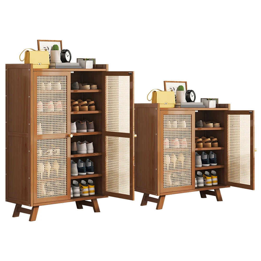 5/7 Tiers Wooden Shoe Cabinet with Doors Shoe Rack Organizer Shoe Storage Shelves for Entryway Hallway Closet