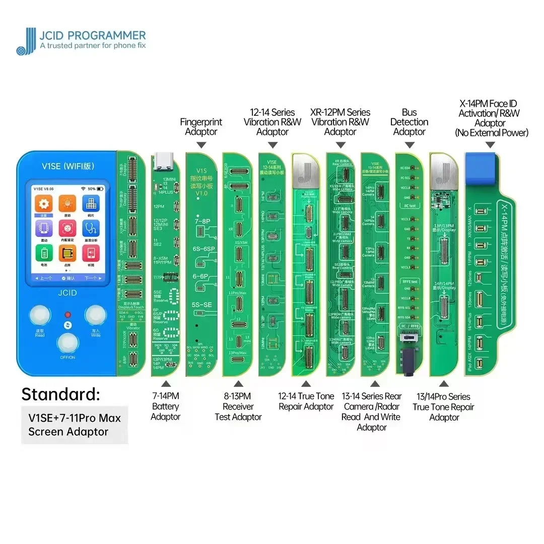 JC V1SE Programmer for iPhone 11 12 13Pro 14 15 Pro Max Photosensitive Original Color Touch Shock Fingerprint Battery Programmer