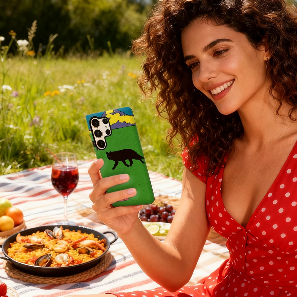 Capa de telefone vintage Wolf Pack para Samsung Galaxy S25 Ultra S24 S23 Ultra Plus Capa traseira brilhante de camada dupla