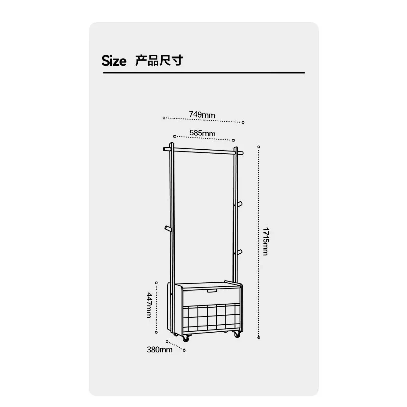 Schlafzimmerboden, Haushaltskleidung, Aufbewahrung, mobiler, multifunktionaler Pfirsich-Kleiderbügel