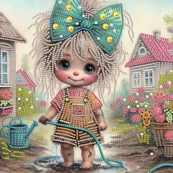 DIY Bow girl 5D Special Shape Diamond Art Kits for Beginners,Diamond Art Painting Kits for Home Wall Decoration Gift