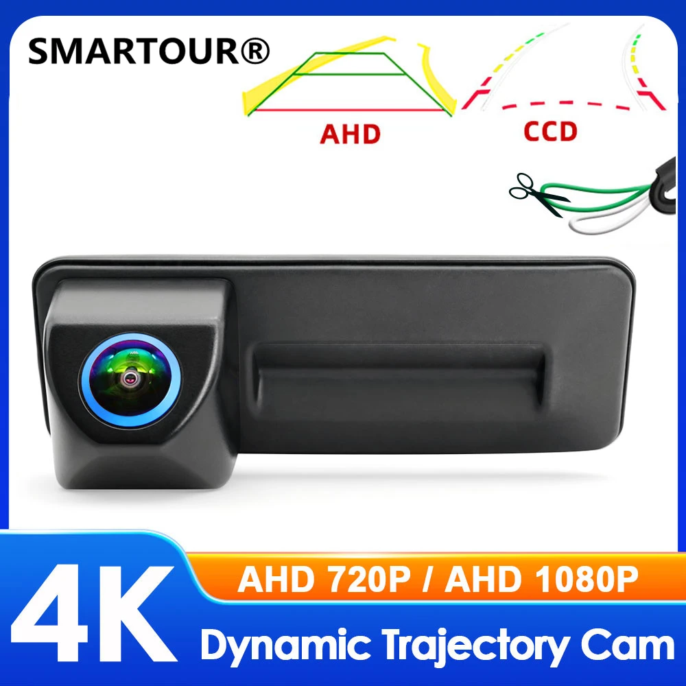 4K 1080P AHD Auto-Kofferraumgriff-Rückfahrkamera mit dynamischer Trajektorie für VW Skoda Octavia 2 3 A5 Fabia Yeti Superb Audi A1 A3