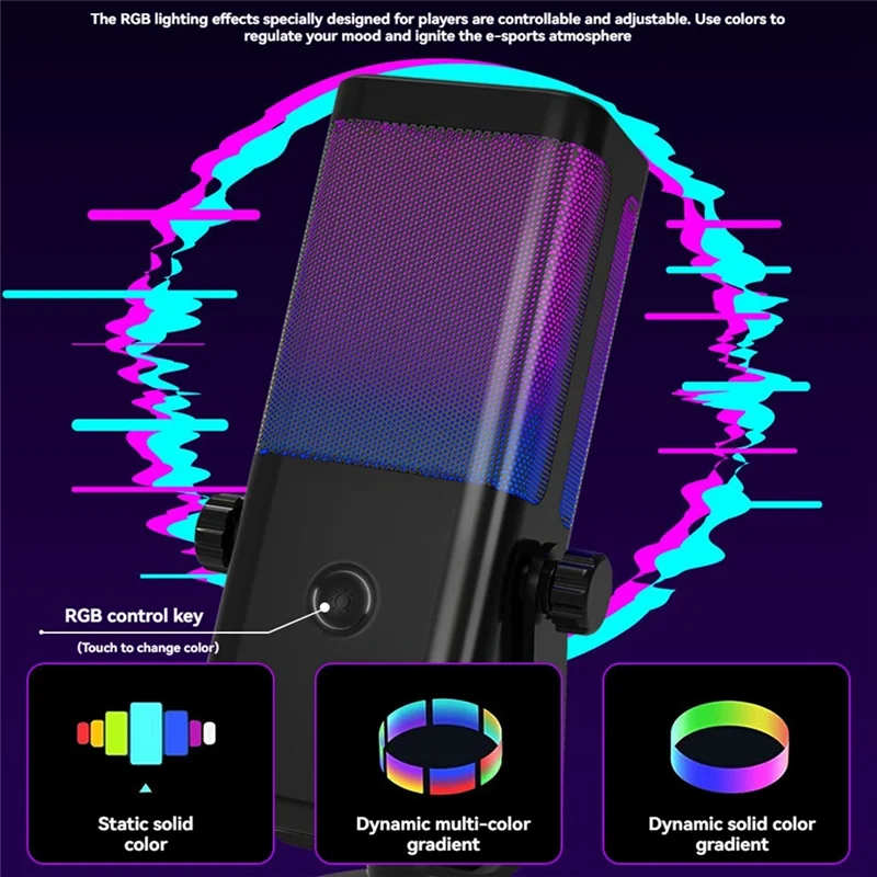 

PHILE-USB Gaming Microphone RGB Condenser Mic With Noise Cancellation Monitoring For Streaming/Recording/ASMR/Video