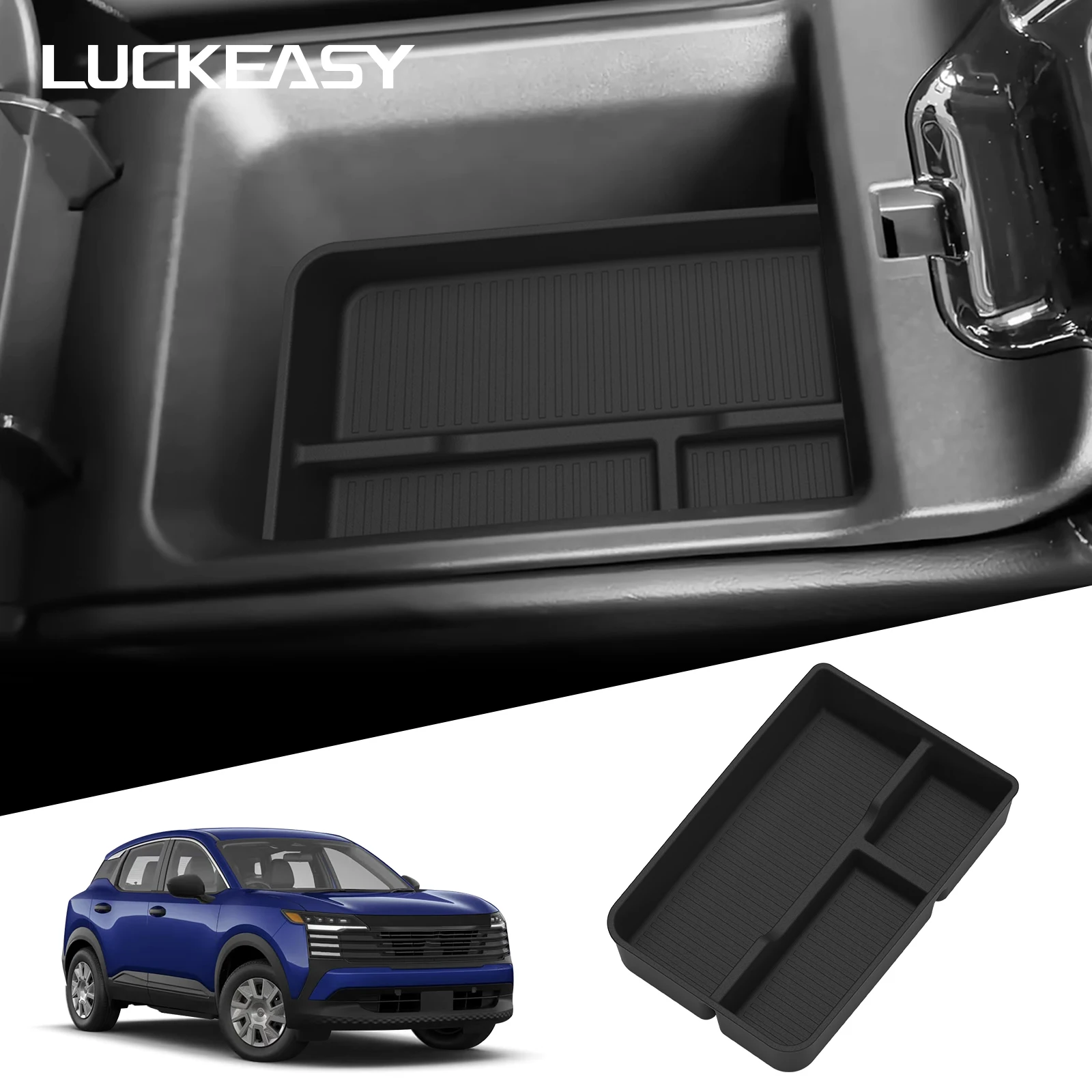LUCKEASY for Nissan Kicks 2026 Car Storage Box Interior Accessories Central Control Armrest Box Bottom Storage Tray Only Fit RHD