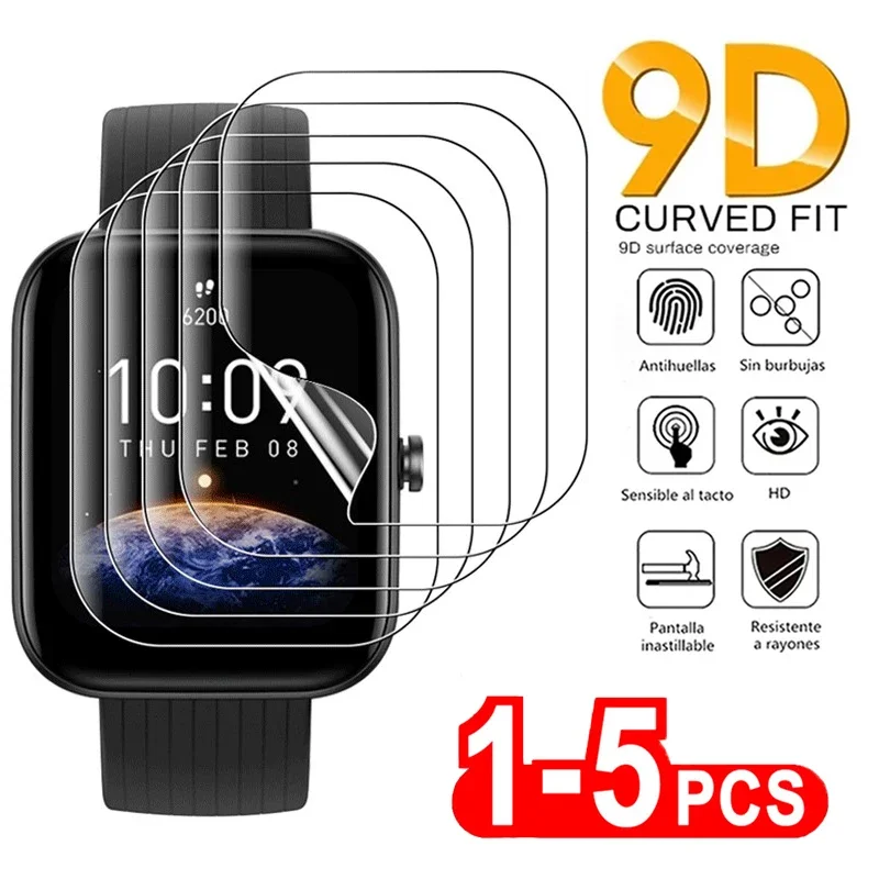 1-5PCS Hydrogel Film For Amazfit Bip 3 3Pro Screen Protector Soft Watch Film For Amazfit Bip 3 3Pro Curved Clear Protective Film