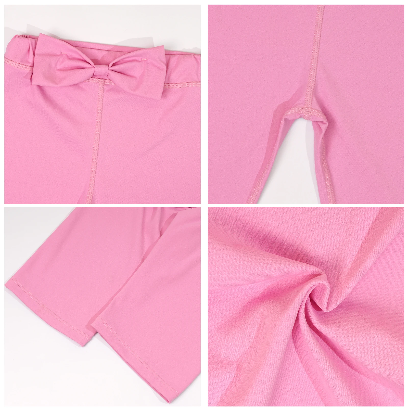 2-Pack Girls' High Waist Play Shorts - Quick-Dry Nylon-Spandex Yoga Dance Bow Detail Anti-Ride Hem Clearance Deal image 3