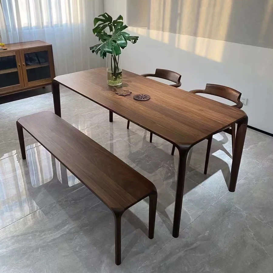 black walnut all solid wood tenon and mortise simple light luxury living room rectangular large dining table