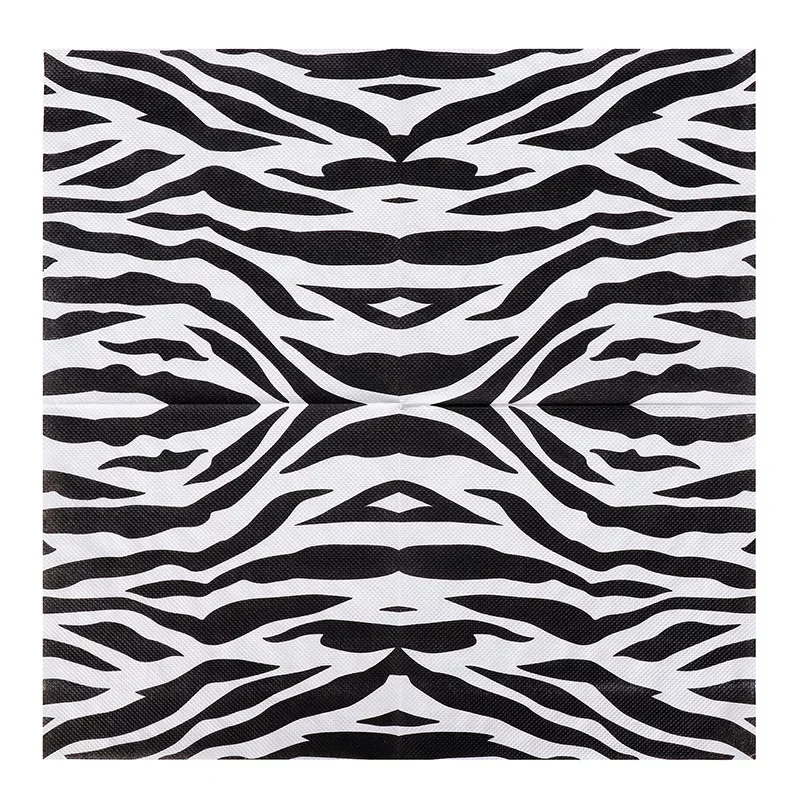 20pcs 33 * 33cm 2Layer Black and White Striped Table Decoration Banma Pattern Table Party Decoration Tissue DIY Decoupage Paper