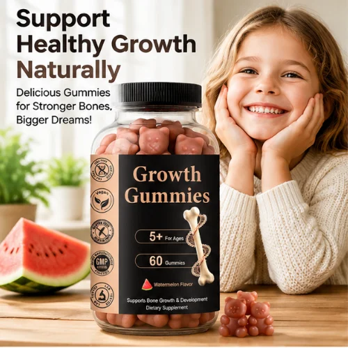 Growth Gummies for Kids Age 5+, Watermelon Flavor, Vegan Bone Development Support,60 Gummies