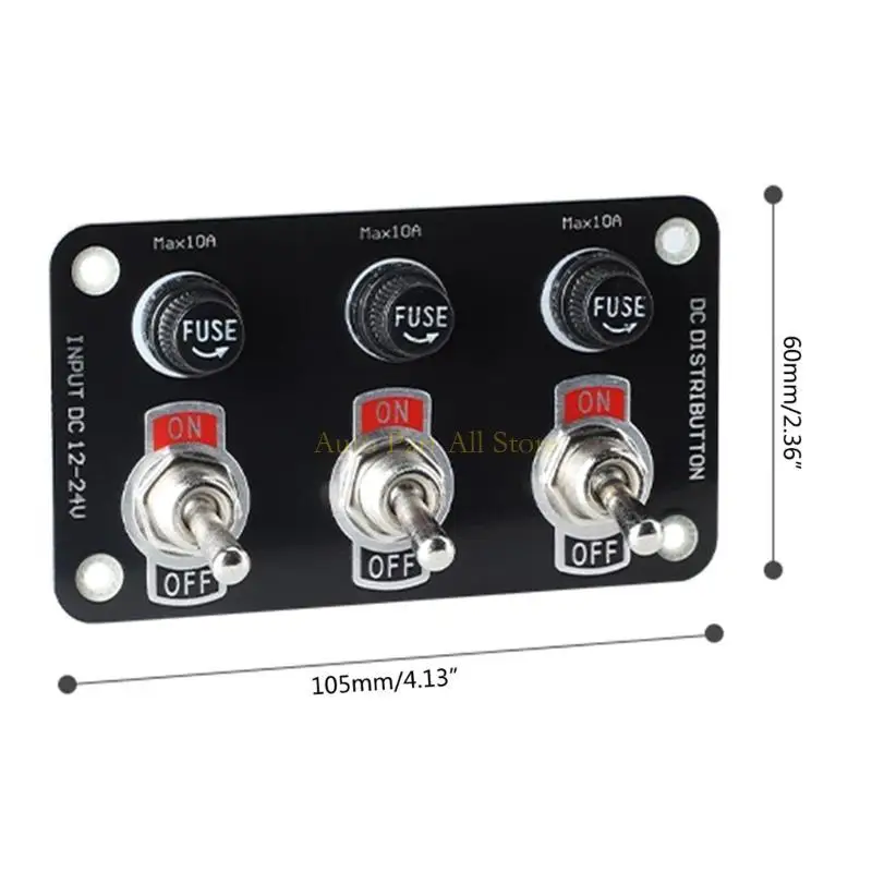 J0MA Car Truck Vuses Box 3 Gang Switch Panel Power Socket Distribution Board 12V/24V
