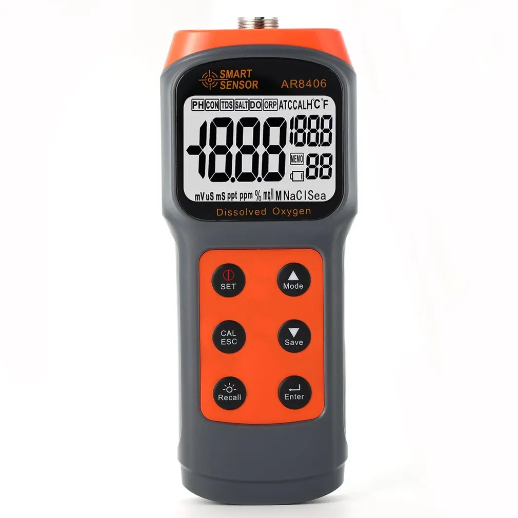 Tester di qualità dell'acqua del misuratore di ossigeno disciolto con Display digitale professionale AR8406 misurazione precisa intelligente