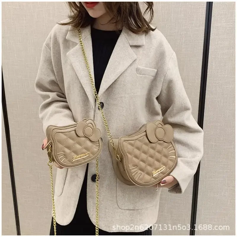 جديد مرحبا كيتي حقيبة كروسبودي طفلة حقيبة كتف التطريز القوس أنيمي الشكل Kawaii الكرتون حقيبة تخزين مستحضرات التجميل