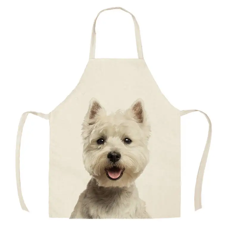 Cute puppy cat pattern apron Home kitchen cooking baking apron anti-fouling cleaning tool