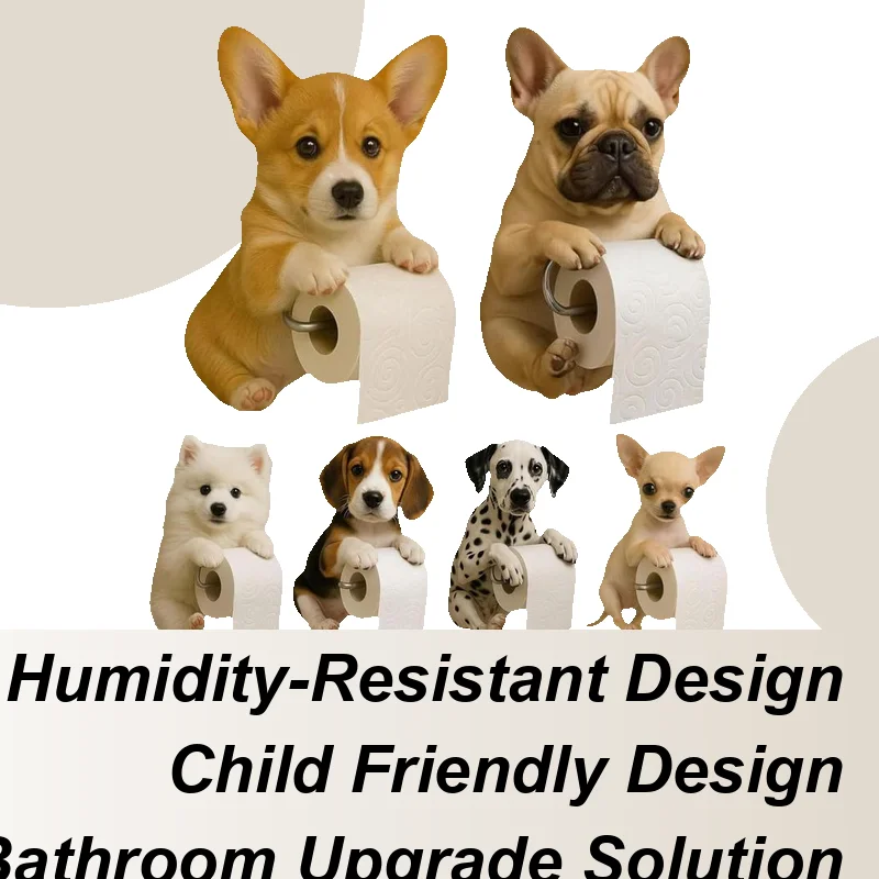 

1pcs Funny Animal Paper Towels Holder Cute Wall Mount Dog Paper Towel Rack Bathroom Accessories For Kitchen Bedroom Dorm