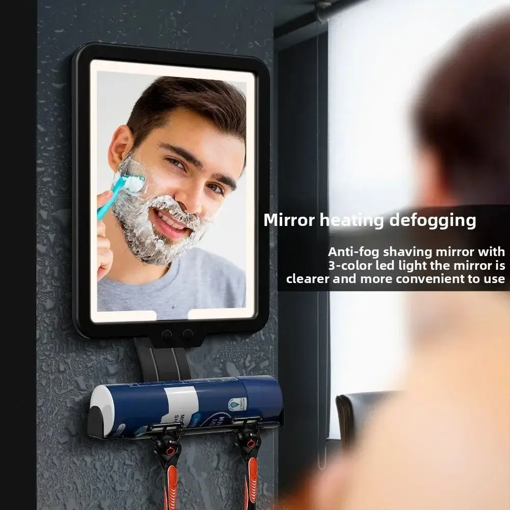 

Rechargeable Battery Fogless Shower Mirror Waterproof Adjustable Wall-Mounted Mirror 3 Color Modes Convenient Anti-Fog Mirror