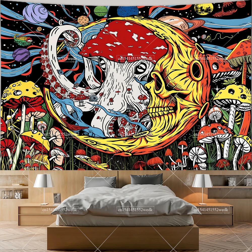 

Psychedelic Sun Moon Tapestry Monster Octopus Planet Tapestry Aesthetic Room Decor Mushroom Butterfly 3D Wallpapers Wall Murals