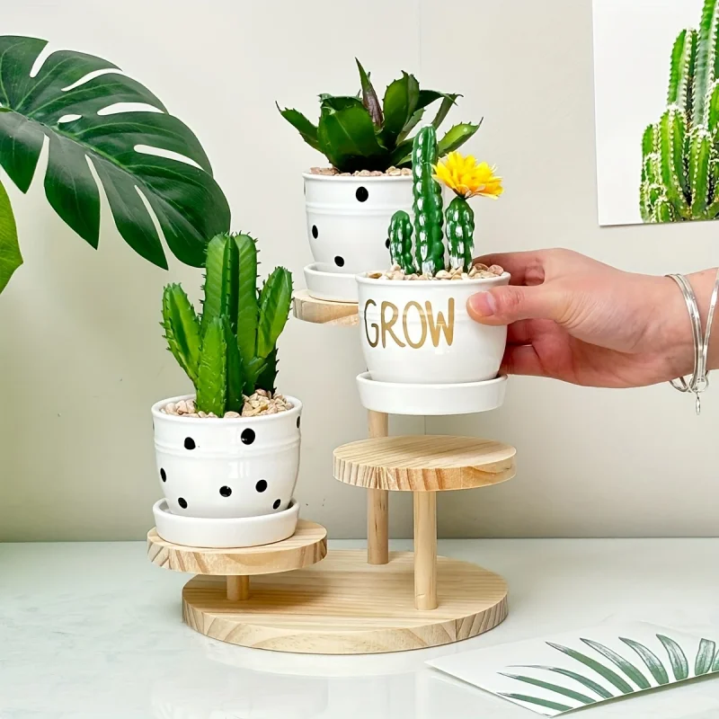 Jewelry Display Risers Solid Wood 3 Tiered Desktop Organizer Display Props Round Shelf for Bracelet Watch Cupcakes Watch Figures