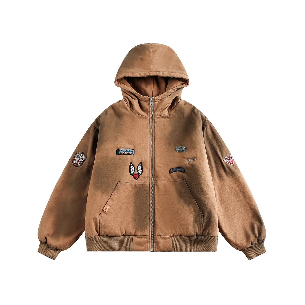 اليابانية الرجعية الأمريكية 2025 شتاء جديد مطرز مقنعين معطف القطن سترة سميكة دافئة #1