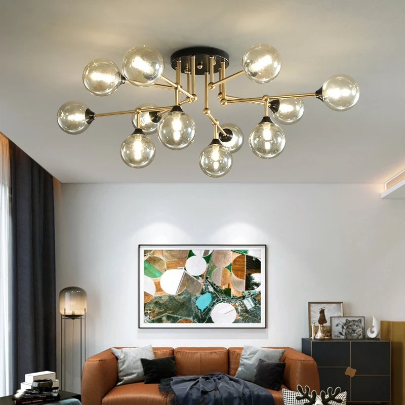 

Modern American Molecular Magic Beans Simple Ceiling Lamp Glass Ball Study Living Room Dining LED Decorative