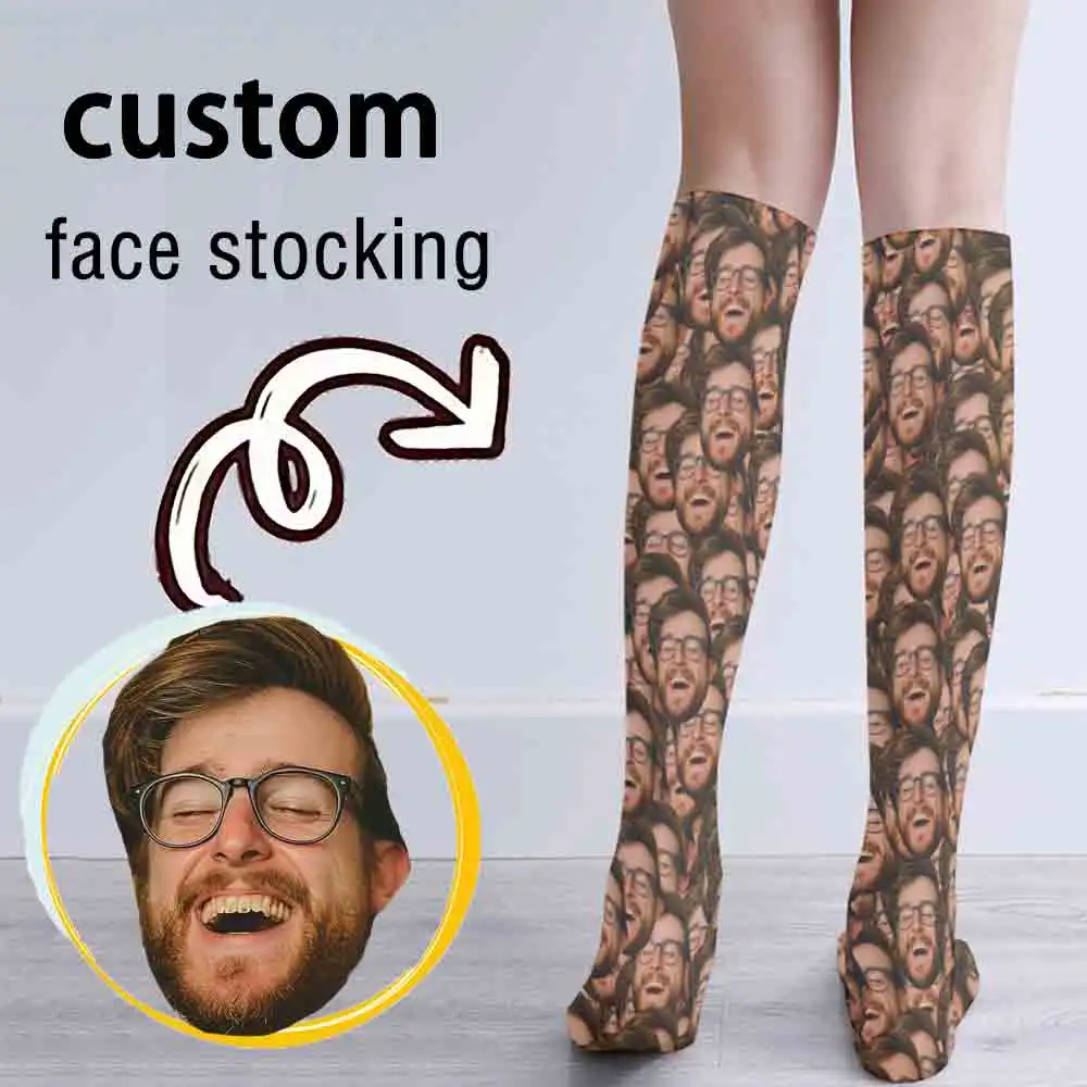Customized face calf socks 3D printed velvet stockings JK with novelty fashion stockings surprise gift