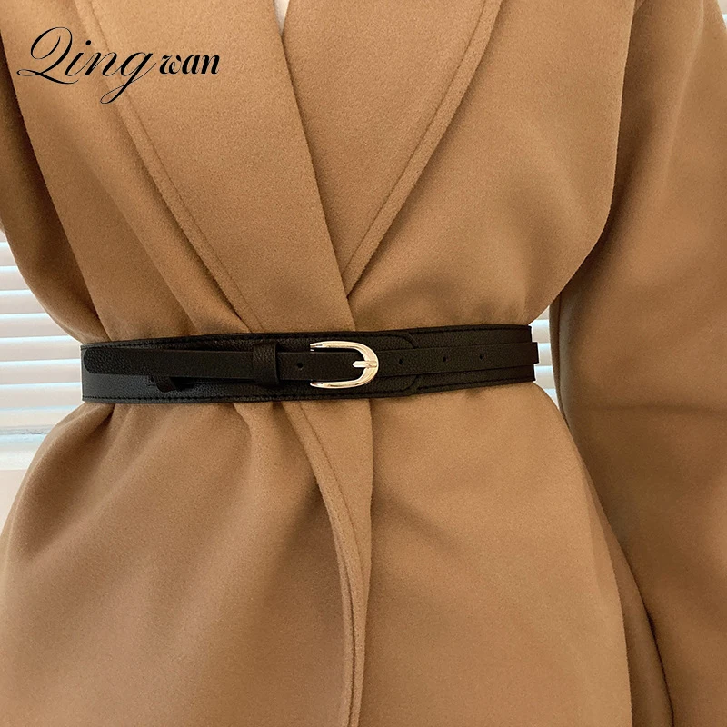 

Black Wide Cummerbunds Corset Belt for Women Kpop INS Suit Woolen Coat Sweater Waistband Decoration Female