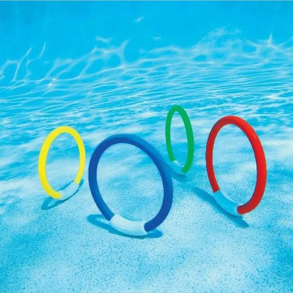 

4PCS Summer Children Swimming Pool Diving Toys Kids Water Sports Water Play Toys Diving Rings Set Underwater Grabbing Toys Games