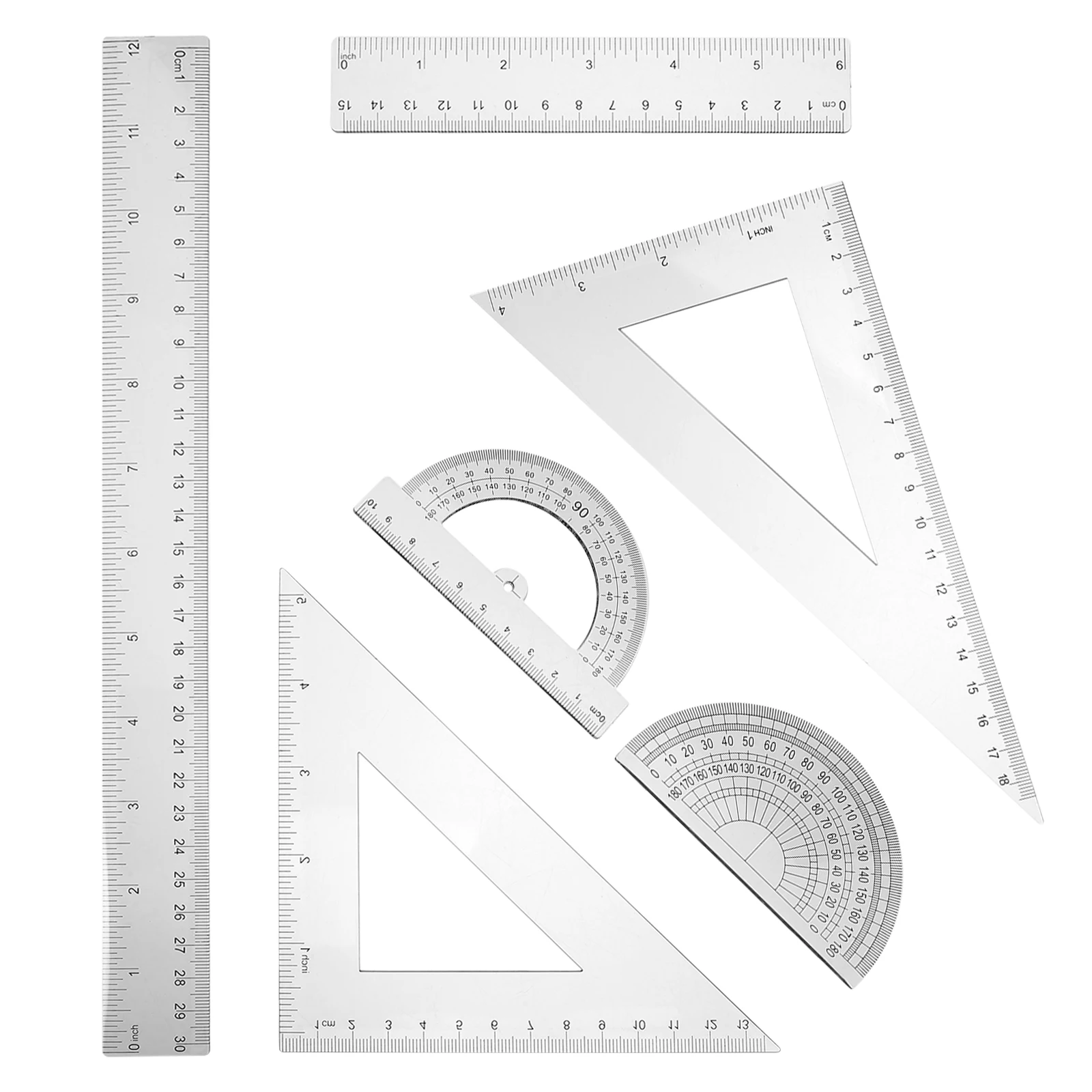 

2 Sets Tools Mathematical Geometry Plastic Ruler Measuring Drawing Triangle Straight Rulers Spiral Transparent Student