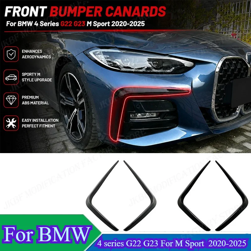 

Front Bumper Splitter Fog Lamp Grill Spoiler For BMW 4 series G22 G23 For M Sport 2020-2025 Body Kits Cover Air Vent Wind Knife