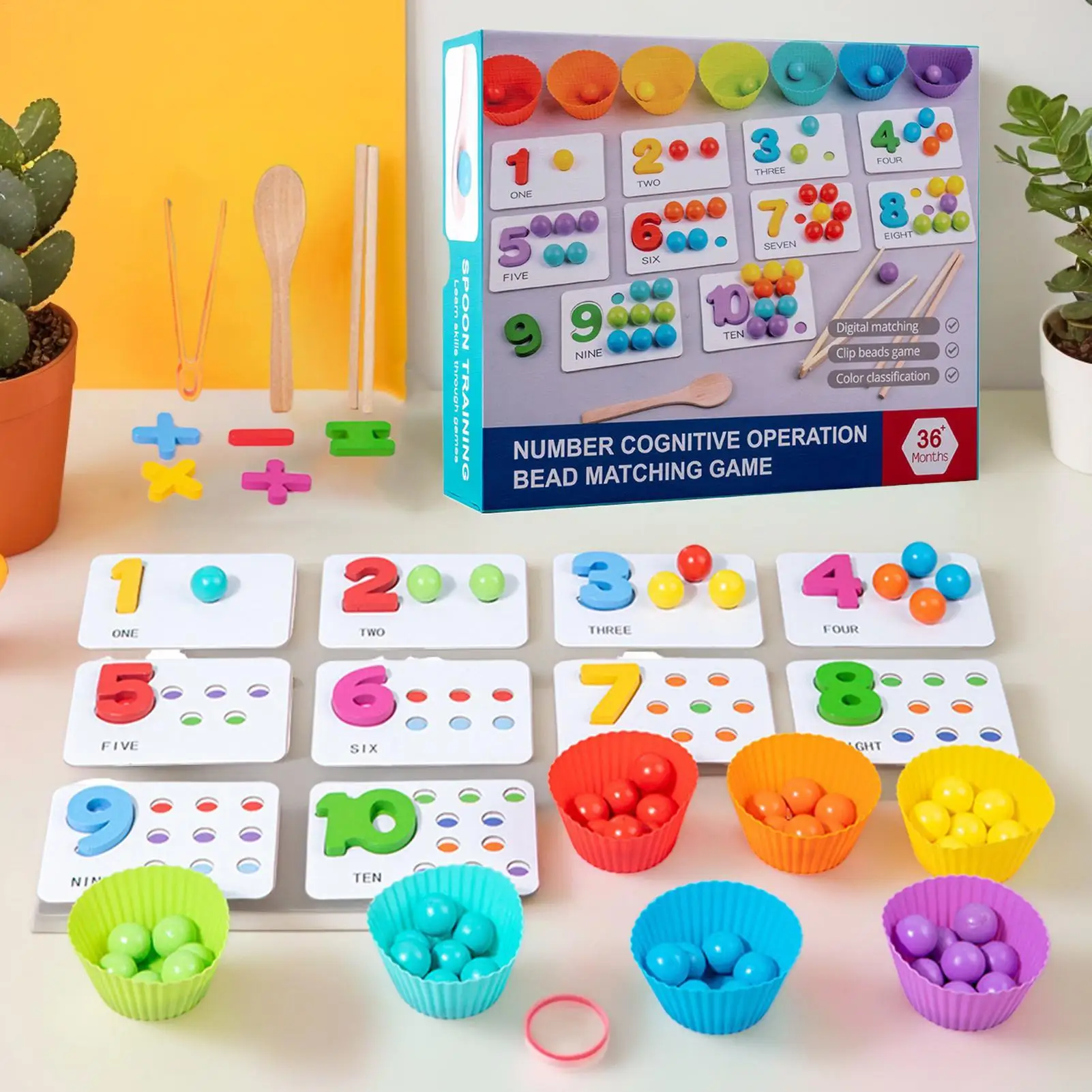 Silicone Bead Math Toy Number Teaching Beads With Chopsticks Colorful Educational Number Recognition Game For Children's Day
