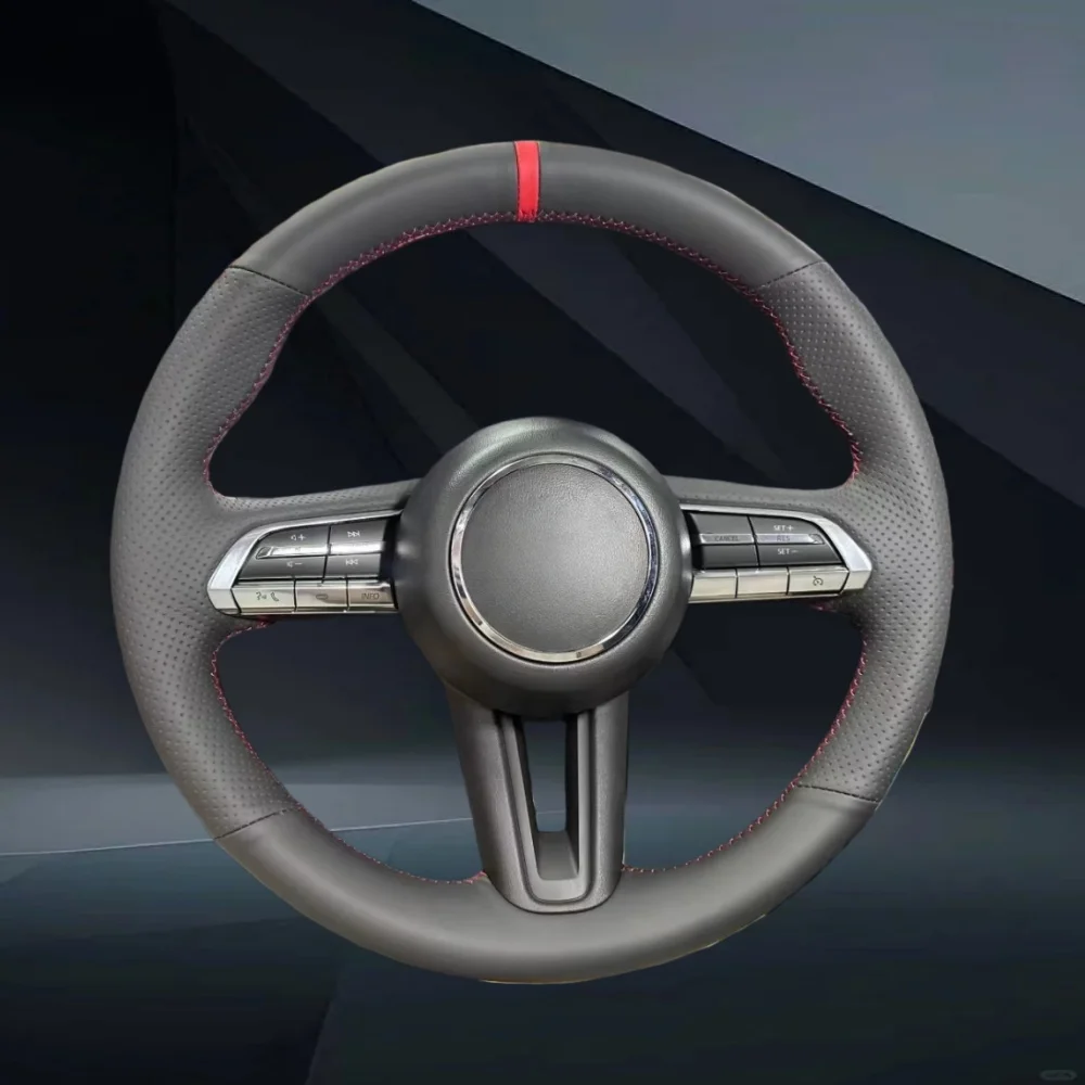 Car Accessories Hand Sewing Perforated Microfiber Leather Steering Wheel Cover For Mazda CX-30 CX30 2020 Mazda 3 Axela 2020
