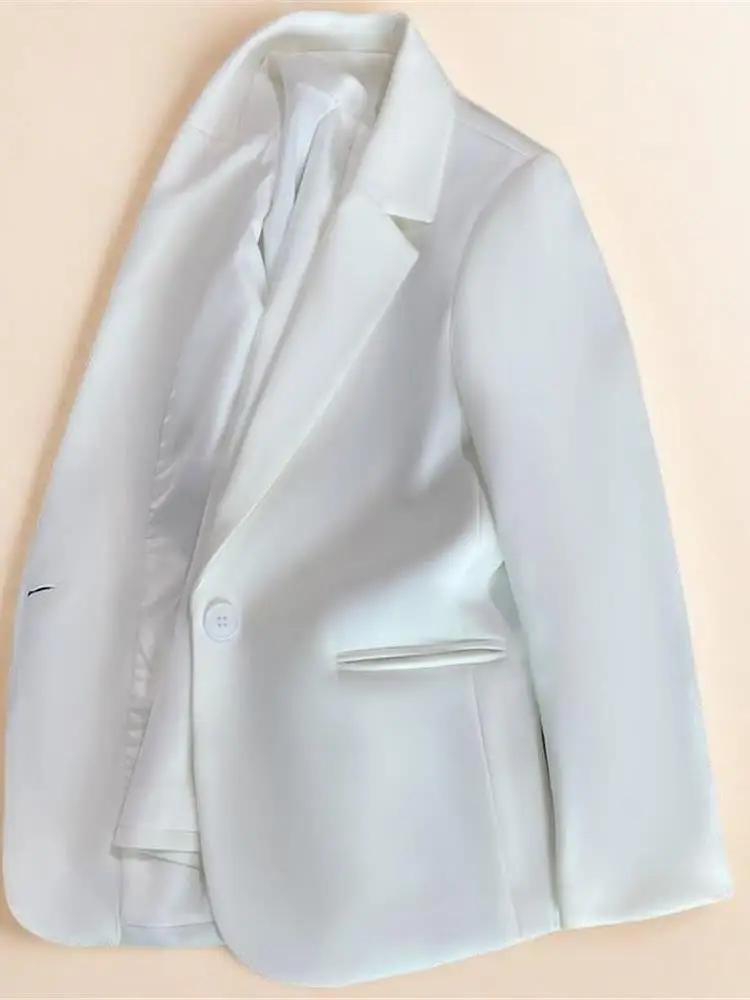 

Ele Белый женский костюм с застежкой на талии на одной пуговице Jaet Cleanfit Sle ort Length Long Sve Office Wear