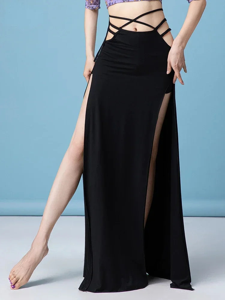 Buikdanskleding Oosterse Bollywood-dansjurk Zwart India Buikdans Oefenrok Sexy Etnische Prestatiekostuums