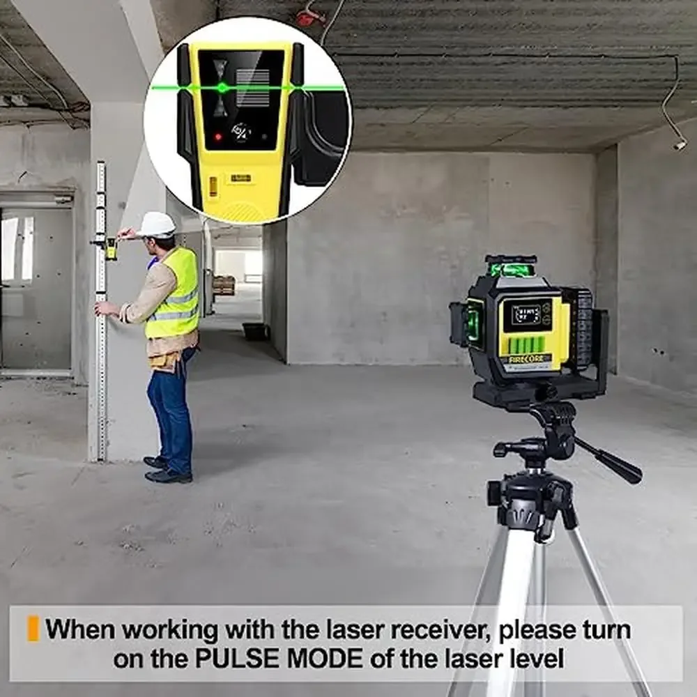 360° Green Cross Line Laser Level with Tripod and Laser Receiver – Ideal Floor/Wall Tiling Drop Ceiling Installation Door/Window