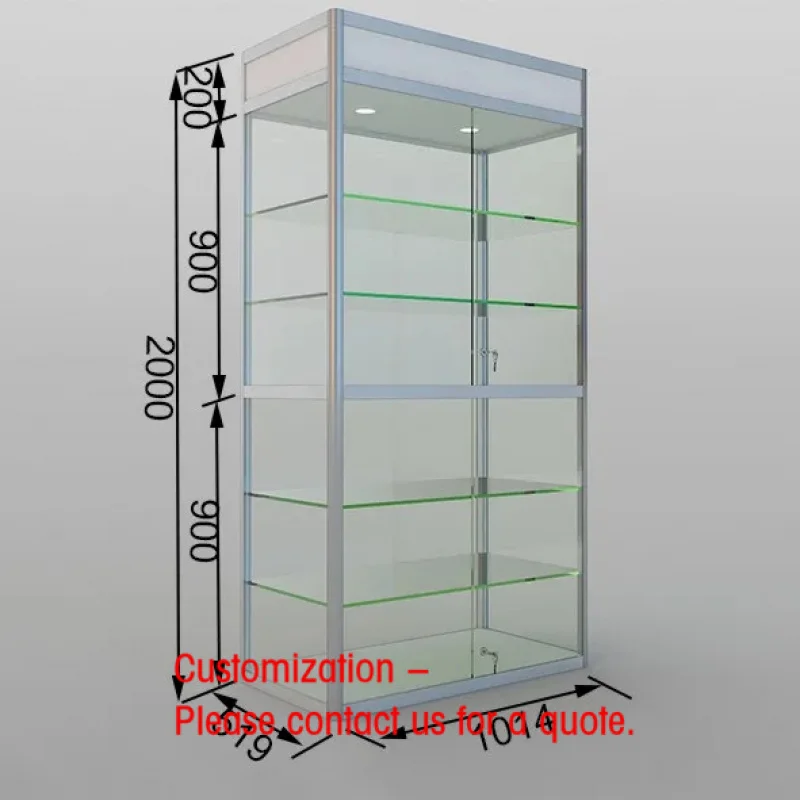 custom.Modern Tempered Glass Display Cabinets 6 Shelves Showcase with High Quality Material Customizable