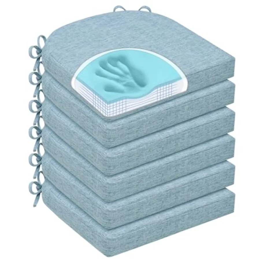 

Chair Cushions for Dining Chairs, Non Slip Chair Pads with Ties and Covers, Memory Foam Kitchen Chair Cushions Set of 6, 16"X16
