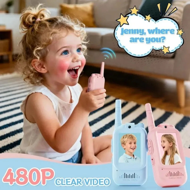 Two-Way Radio Kids Walkie Talkie 480P Video Rechargeable Parent-Child Interaction Toy Gift For Boys Girls Indoor Outdoor Play