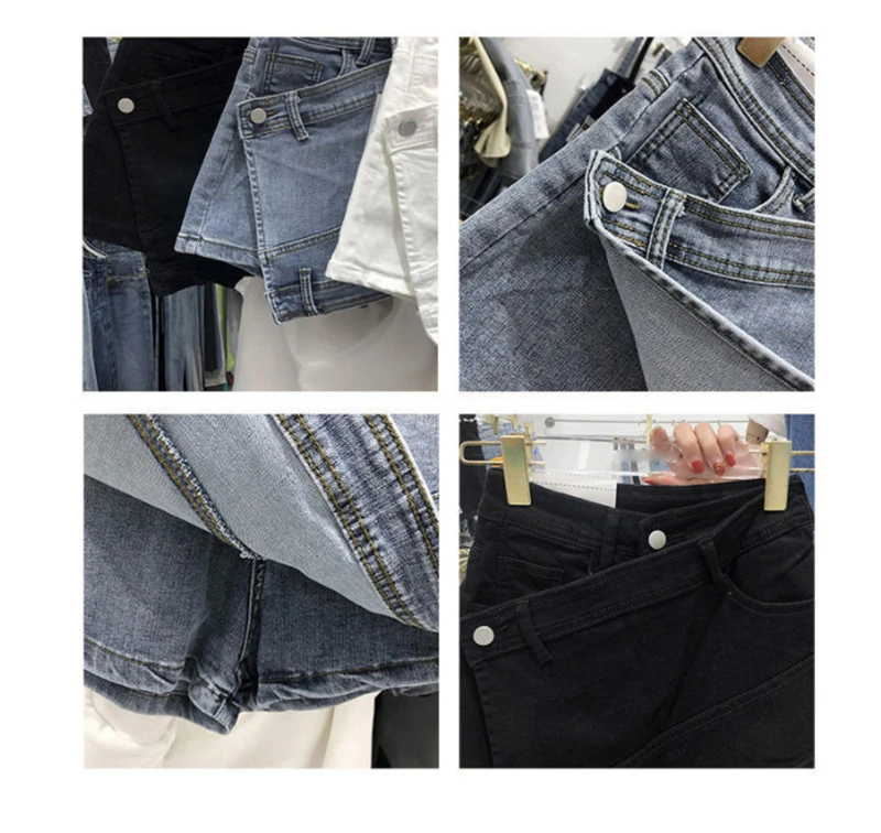 S-5XL Women Summer Jeans Shorts Skirts High Waist Slim Denim Culottes