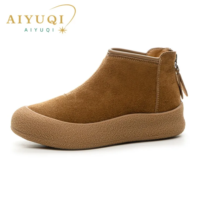 AIYUQI Snow Boots Women Large Size 2025 Winter Genuine Leather Women Short Shoes Thickened Warm Winter Boots Women