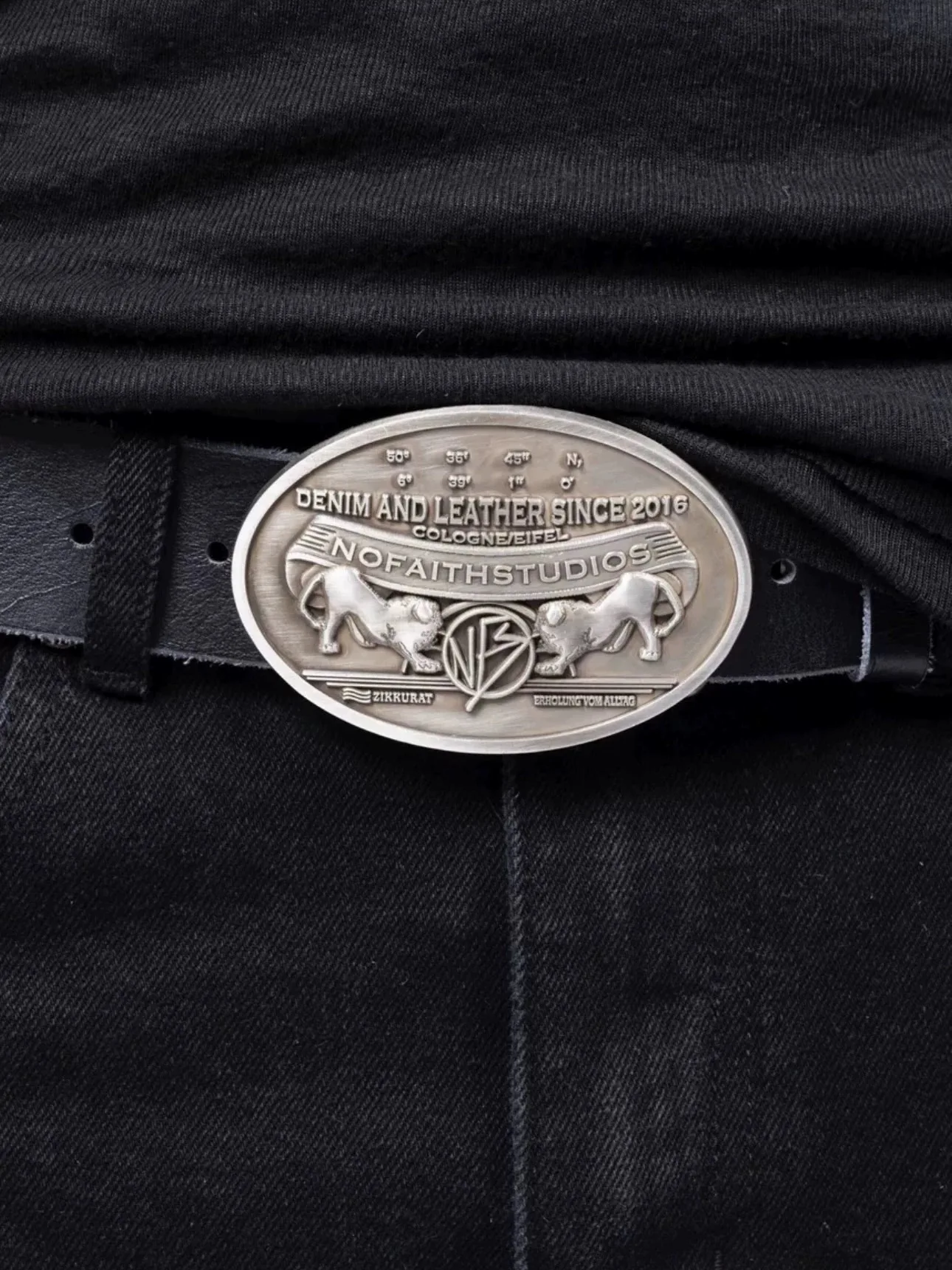 Retro No Faith Studios Belt Metal Buckle Leather Belt for Men And Women Cortis Style Casual Versatile Streetwear Belt