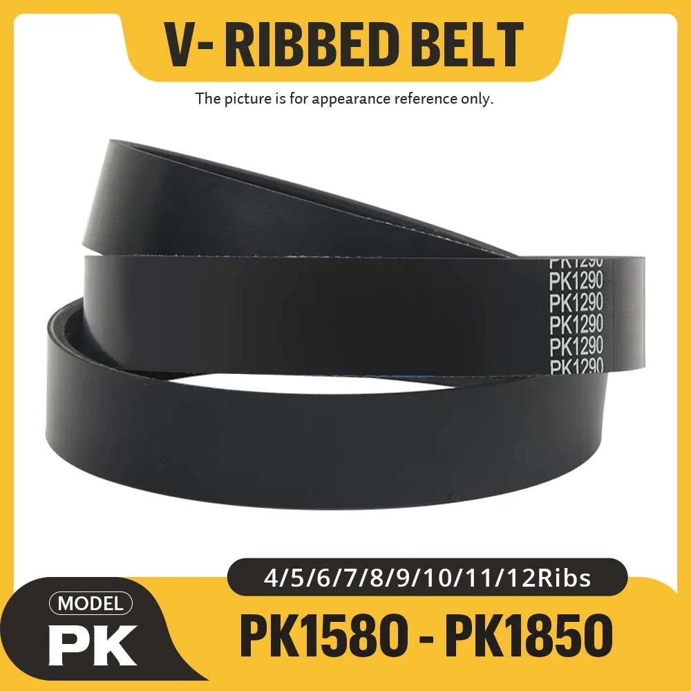 PK V-Ribbed Rubber Multi Wedge Belt Ribs 4PK-12PK Length=PK1580-PK1850 Suitable for Industrial Transmission Belts Free Shipping