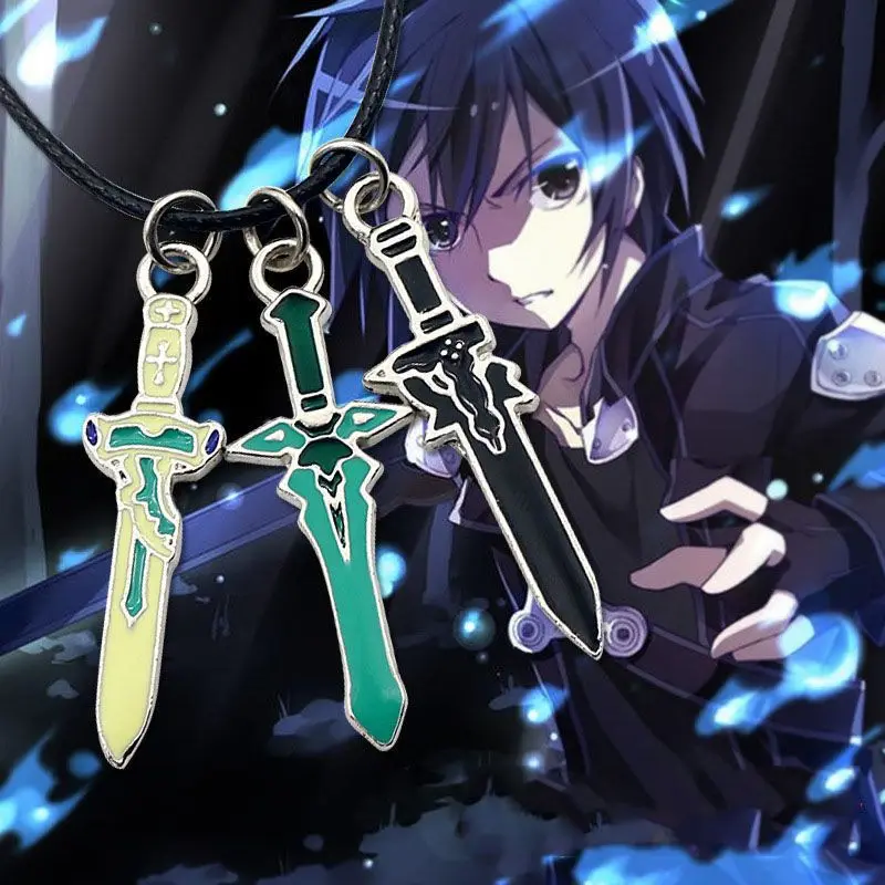 Sword Art Online Kirito película Anime periferia arma tres espadas aleación COLLAR COLGANTE personalidad niño clavícula cadena regalo