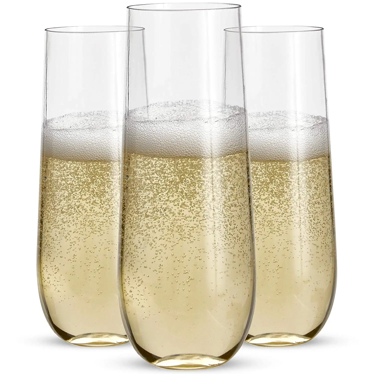 24 Stemless Plastic Champagne Flutes - 9 Oz Plastic Champagne Glasses Clear Unbreakable Toasting Glasses Disposable for Weddi