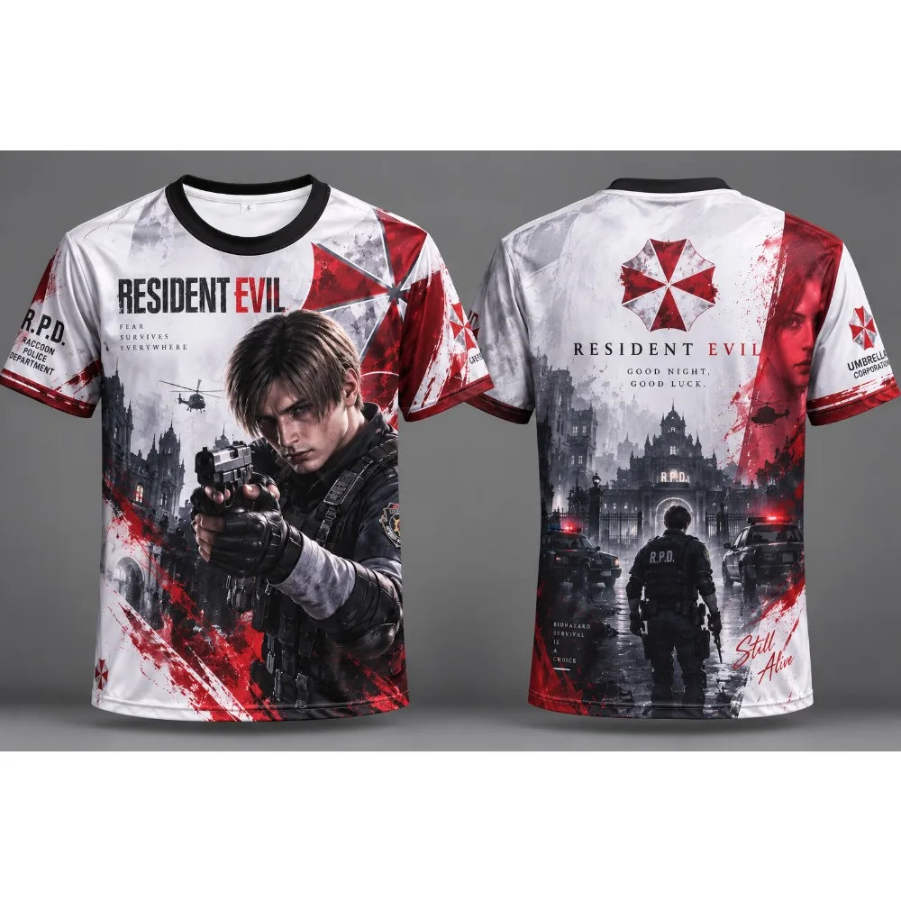 Resident Evil Leon Kennedy 3D Full Print T-shirt Men Women RPD Game Graphic Short Sleeve Tee Summer Streetwear Breathable Tops