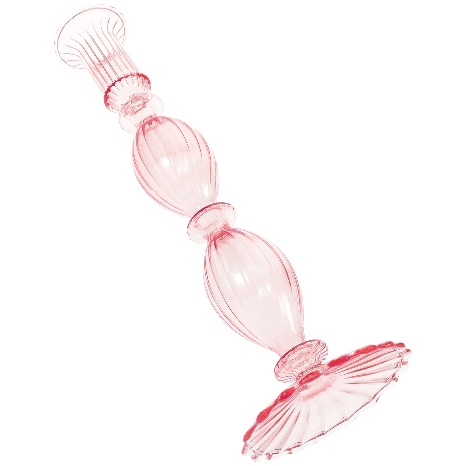 

Vintage Glass Candlestick Holder Clear Pillar Stand Elegant Tabletop Decoration for Romantic Atmosphere Creating