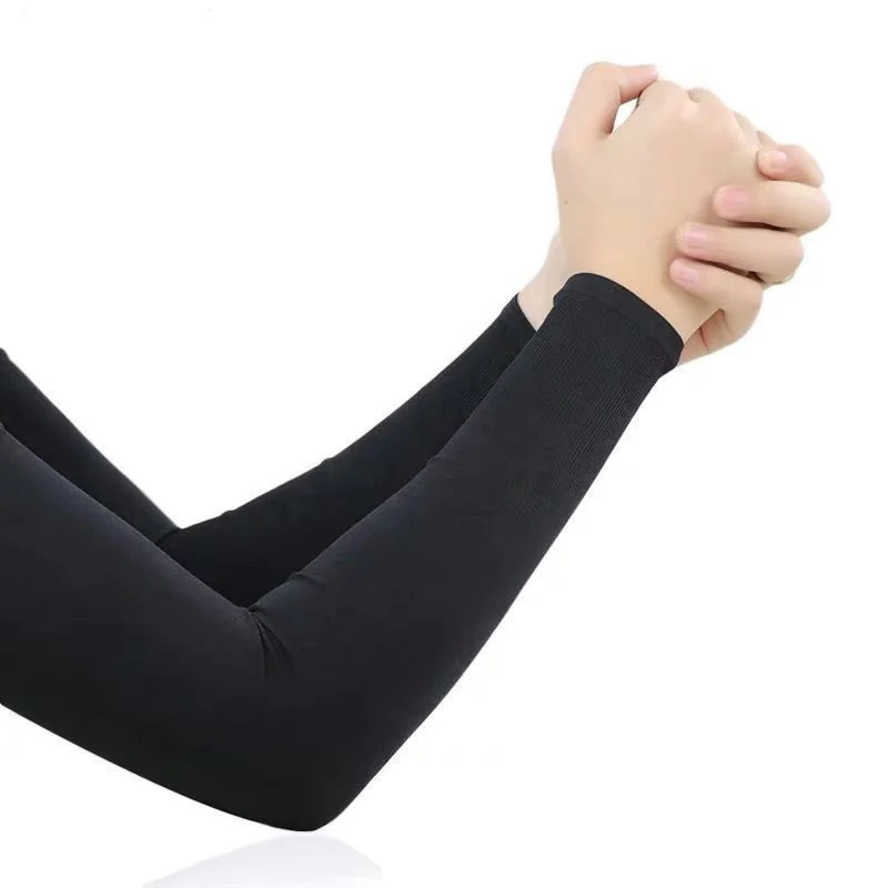 1 par de mangas largas de seda de hielo para verano, protección solar UV, cubierta protectora de manos, protector solar para exteriores, conjunto de guantes elásticos de medio dedo